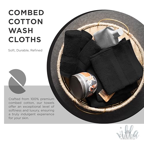 Villa Celestia 100% Cotton Wash Cloth for face & Body Set of 6, (12 x 12 inches) Sustainable, Soft, Highly Absorbent, Combed Cotton Wash Cloths Pack of 6 for Hotels, Spa, Bathroom, Dorm, Sage - Image 2