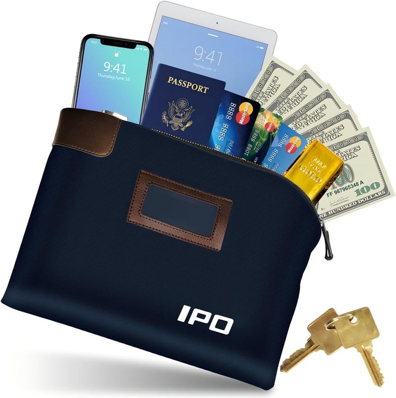 IPO Waterproof Cash Bag with Lock and 2 Keys, 11 x 8.6 Inches, Canvas Documents Bag, Money Bank Deposit Bag with Zipper, Durable Leatherette Money Cash Coin Check Wallet Pouch for Men & Women - Image 2