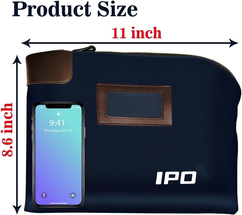 IPO Waterproof Cash Bag with Lock and 2 Keys, 11 x 8.6 Inches, Canvas Documents Bag, Money Bank Deposit Bag with Zipper, Durable Leatherette Money Cash Coin Check Wallet Pouch for Men & Women - Image 5