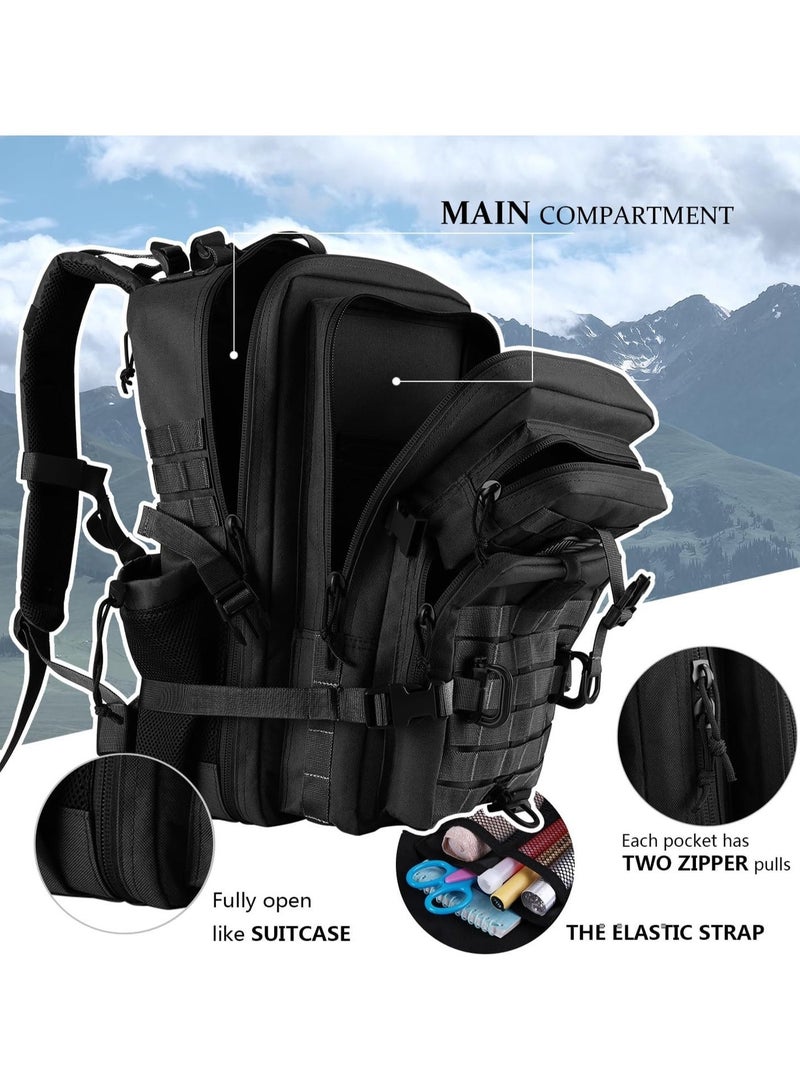 KIIUMI 45L Multi-Pocket Military Tactical Backpack ,Cycling Travel Mountaineering Men's Outdoor Sports Bag ,Comfortable Breathable Backpack ,Waterproof Multifunctional Casual Backpack,Black - Image 3