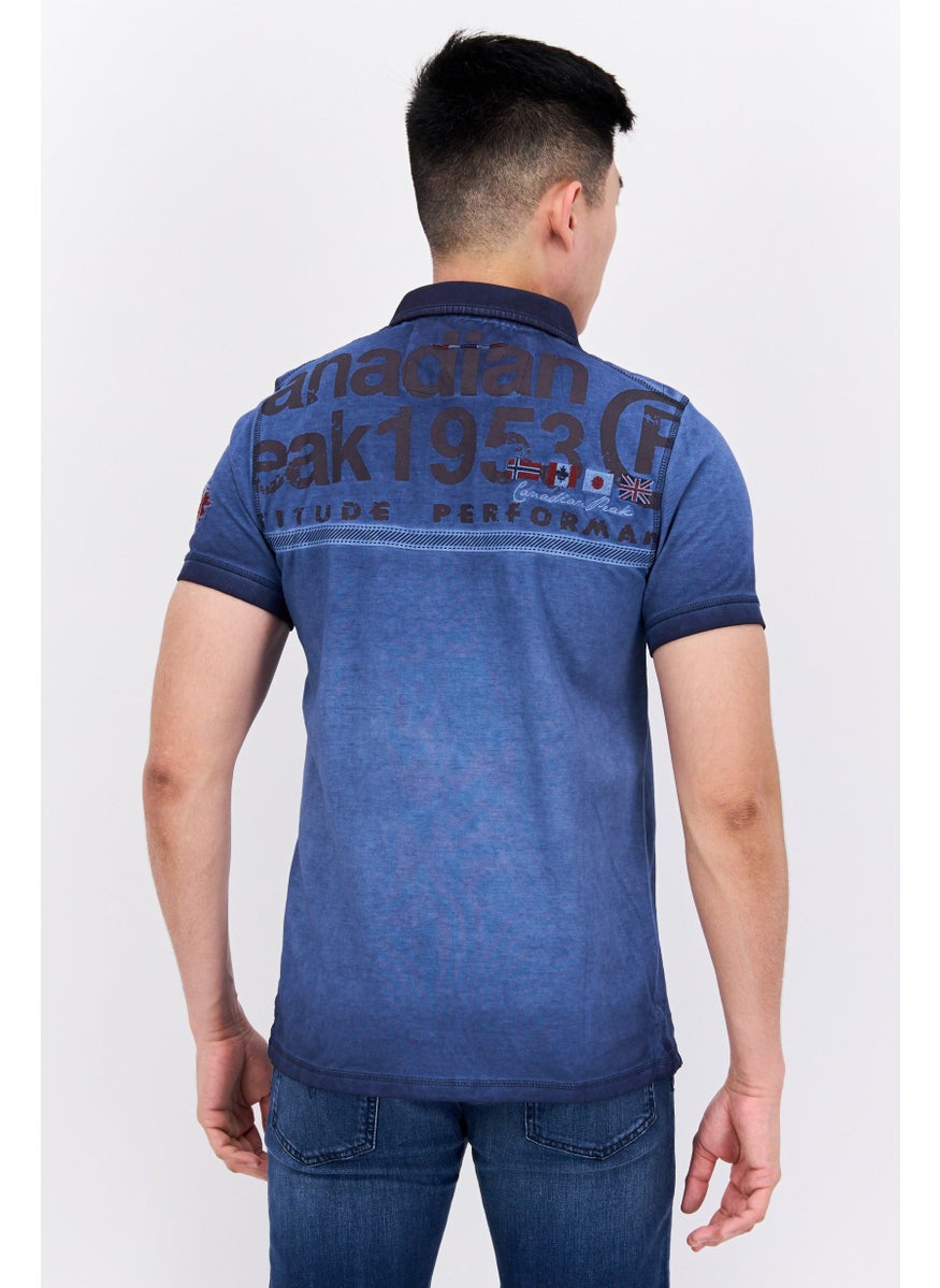 Canadian Peak Men Regular Fit Graphic Short Sleeves Polo Shirt, Blue  - Image 4