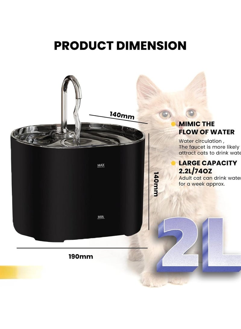 Generic Cat Water Fountain, 2.2L Super Quiet Automatic Pet Water Fountain for Cats and Dogs, Ultra Silent Cat Fountain, Cat Water Dispenser, Suitable for Small & Medium Cats, Dogs and Multiple Pets.  - Image 2
