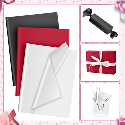 Hlonon 30 Sheets Black White Red Tissue Paper for Gift Bags, Tissue Paper Wrap Bulk for Decoration Weddings Birthday DIY Project Christmas Gift Wrapping Crafts Decor, 14 X 20 Inches - Image 5
