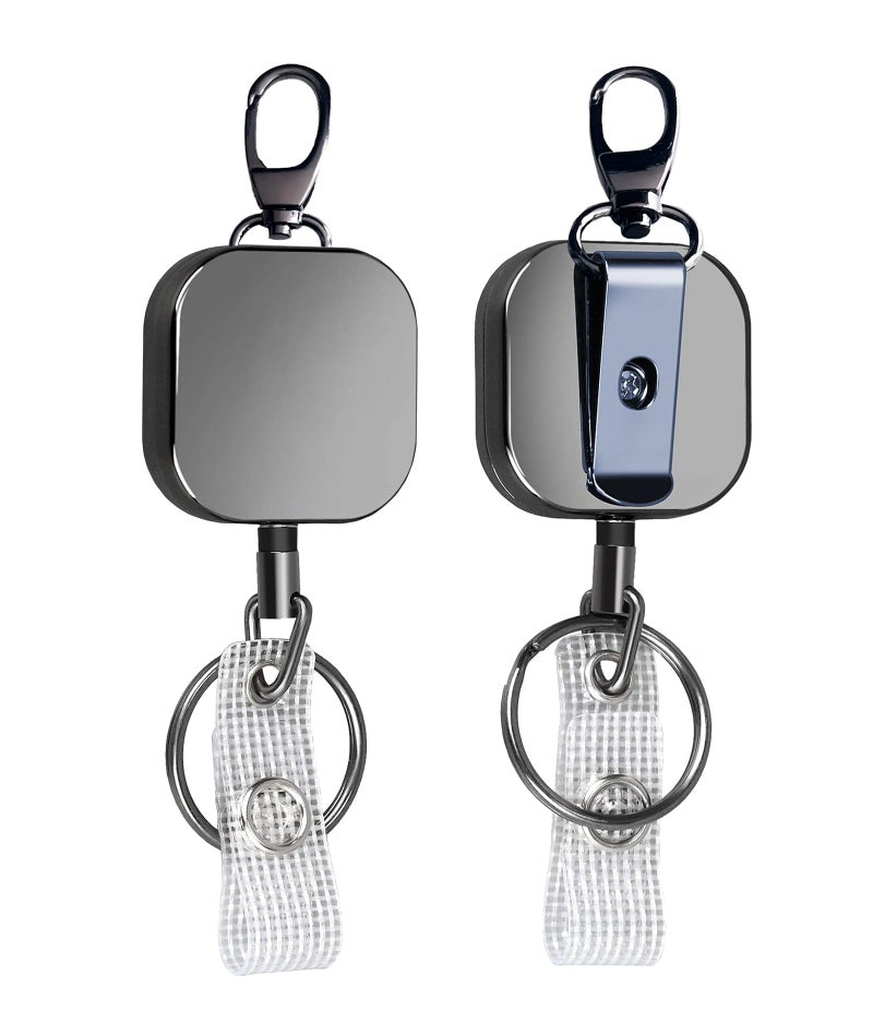 CartHome 2 Pcs Id Card Pulley, Id Card Holder, Practical Id Pulley Office for Office Stylish Suitable Conference Rooms Trade Fairs Public Transportation Staff (Black) - Image 1