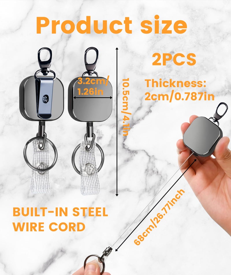 CartHome 2 Pcs Id Card Pulley, Id Card Holder, Practical Id Pulley Office for Office Stylish Suitable Conference Rooms Trade Fairs Public Transportation Staff (Black) - Image 2