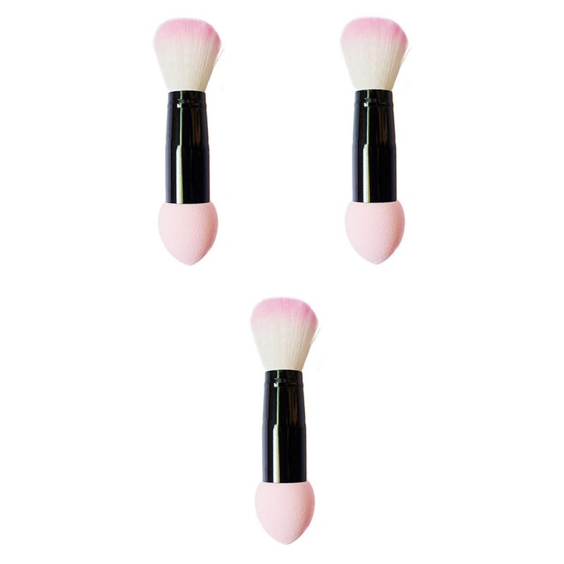 Double-sided Fluffy Blush Brush Set 3pcs Non-latex Waterdrop Head Foundation and Powder Makeup Brushes for Blending Contouring Cosmetics Application - Image 1