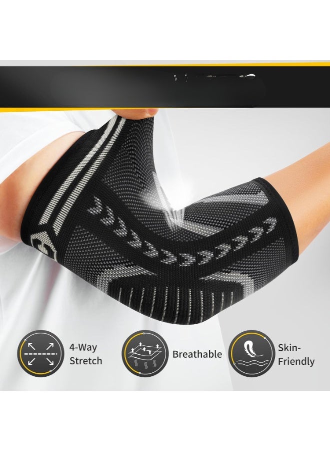 2-Pack Elbow Compression Sleeves with Support for Sports, Fitness and Daily Activities, Breathable Stretch Fabric, Medium - Image 4