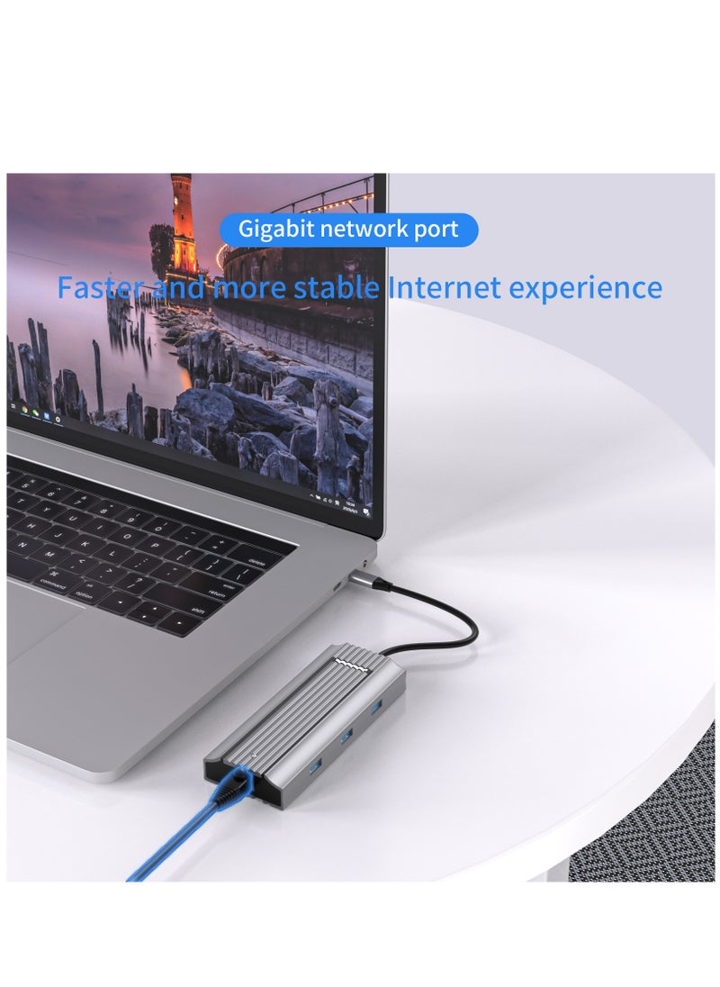 (6 in 1) USB-C Hub, 4K USB C Hub Multiport Adapter for Laptop and MacBook, USB C to USB3.1 PD3.0 HDMI SD/TF Card Reader Dongle Fit for iPhone15 and Type C Devices