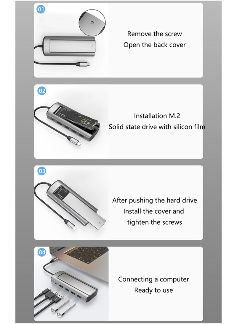 (6 in 1) USB-C Hub, 4K USB C Hub Multiport Adapter for Laptop and MacBook, USB C to USB3.1 PD3.0 HDMI SD/TF Card Reader Dongle Fit for iPhone15 and Type C Devices