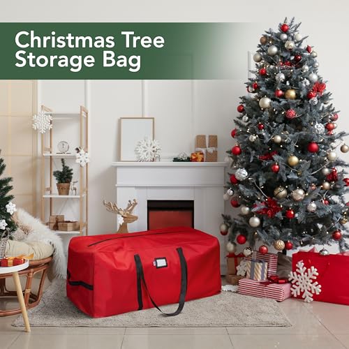 Holiday Cheer Heavy Duty Artificial Christmas Tree Storage Bag Fits Up to 9ft Tall, Waterproof with Durable Handles & Zipper Xmas Tree Storage Bag (RED) - Image 5