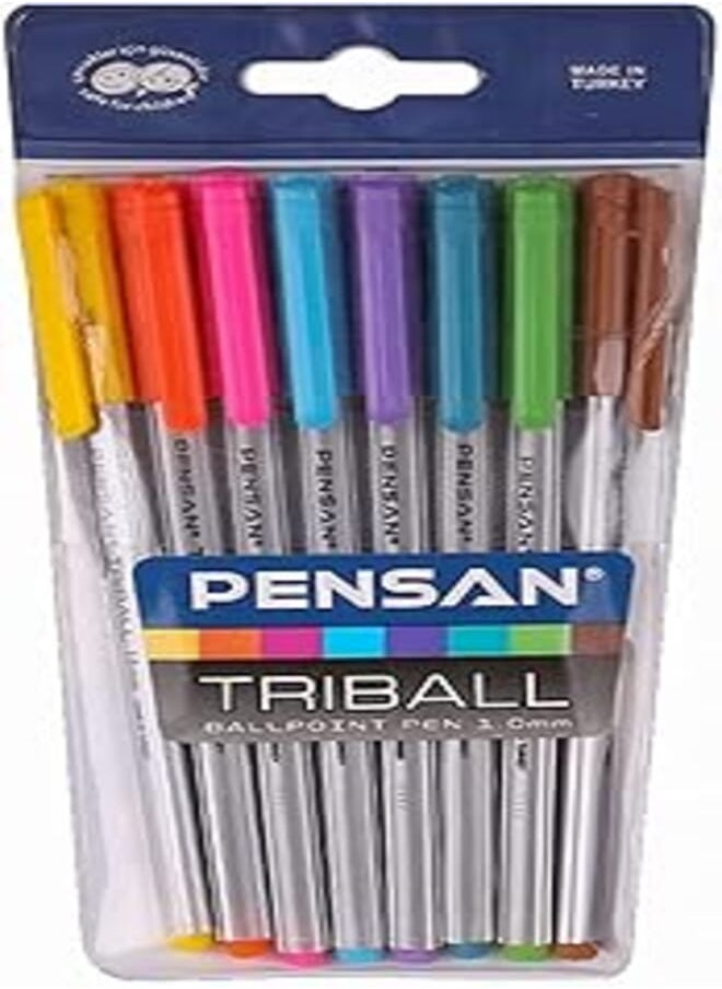 Pensan Pensan 1003 1.0mm Ballpoint Pens Pack Of 8 Colored Pens - Multi Color 