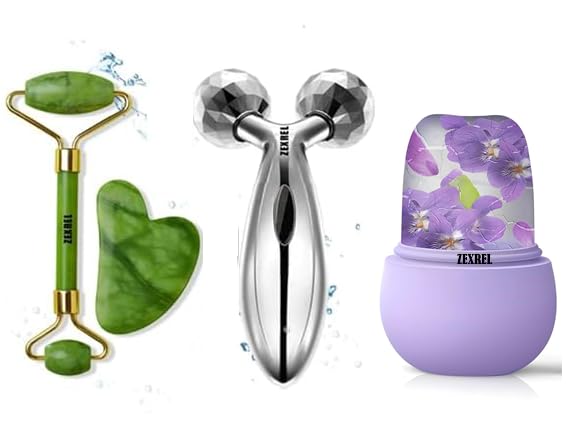 ZEXREL Facial Ice GlobeFace Massager SmartCool Face Roller Ball Massage Tools For For Neck Eye Circle Reduce Puffiness Anti Ageing WriknlesManual 3D Massager Roller Soothing Firming Skin Multi - Image 1