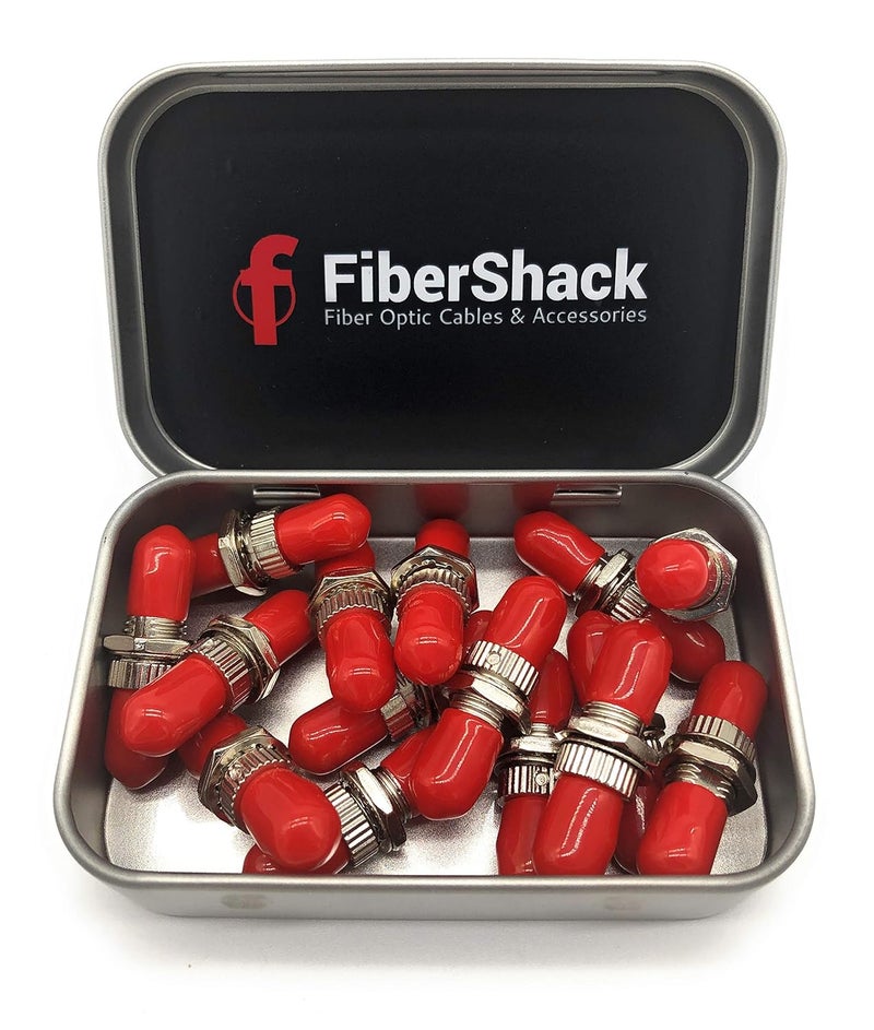 Fibershack - ST to ST Fiber Coupler 15 Pack Tin. ST Fiber Optic Couplers for Extending ST Single Mode Cables - Our ST Fiber Connectors are pre-Cleaned st Barrel connectors - Image 1