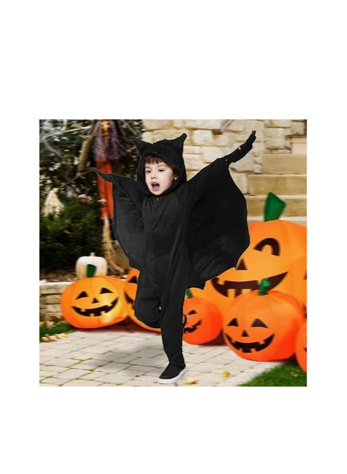 Kids Bat Costume For Boys Halloween Costume Girls Hooded Jumpsuit with Wings For Halloween Trick or Treat（S,105-115cm） - Image 3
