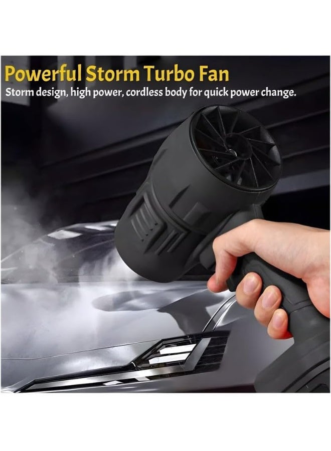 DENX Cordless Powerful Blower 550W with Double 21V Battery (Model 3C1300) – Handheld Electric Air Blower for Dust & Leaf Cleaning – Home, Garden, Car – Black/Yellow - Image 3