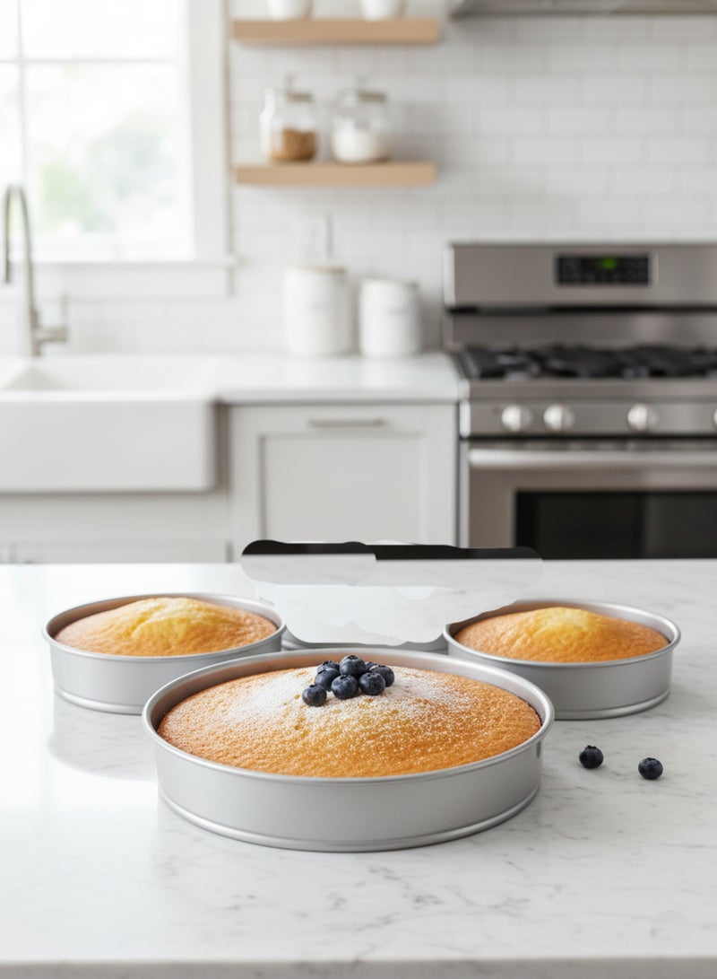 BASURRAH Round Aluminum Cake Pan Set - 3 Pieces in Assorted Sizes - Image 2