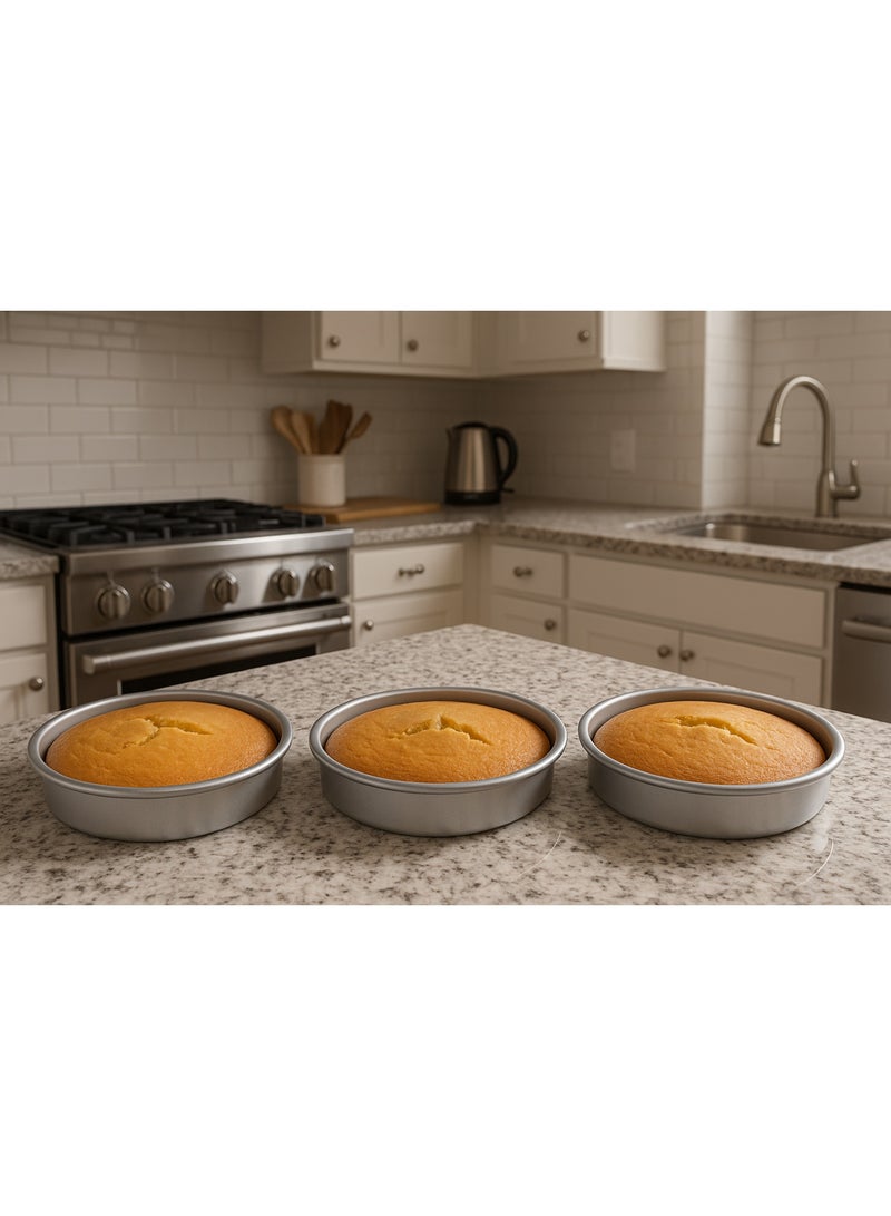 BASURRAH Round Aluminum Cake Pan Set - 3 Pieces in Assorted Sizes - Image 5