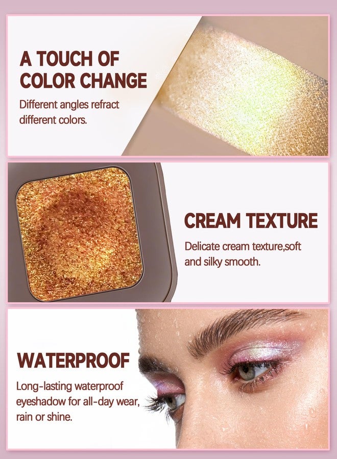 Lestpola Duochrome Glitter Eyeshadow Palette, Holographic Chameleon, Shimmer Metallic Single Eye Shadow, Waterproof Long Lasting, Highly Pigmented Iridescent Eye Brightener Makeup for Women-04 Gold Green - Image 4