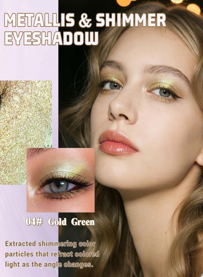 Lestpola Duochrome Glitter Eyeshadow Palette, Holographic Chameleon, Shimmer Metallic Single Eye Shadow, Waterproof Long Lasting, Highly Pigmented Iridescent Eye Brightener Makeup for Women-04 Gold Green - Image 2