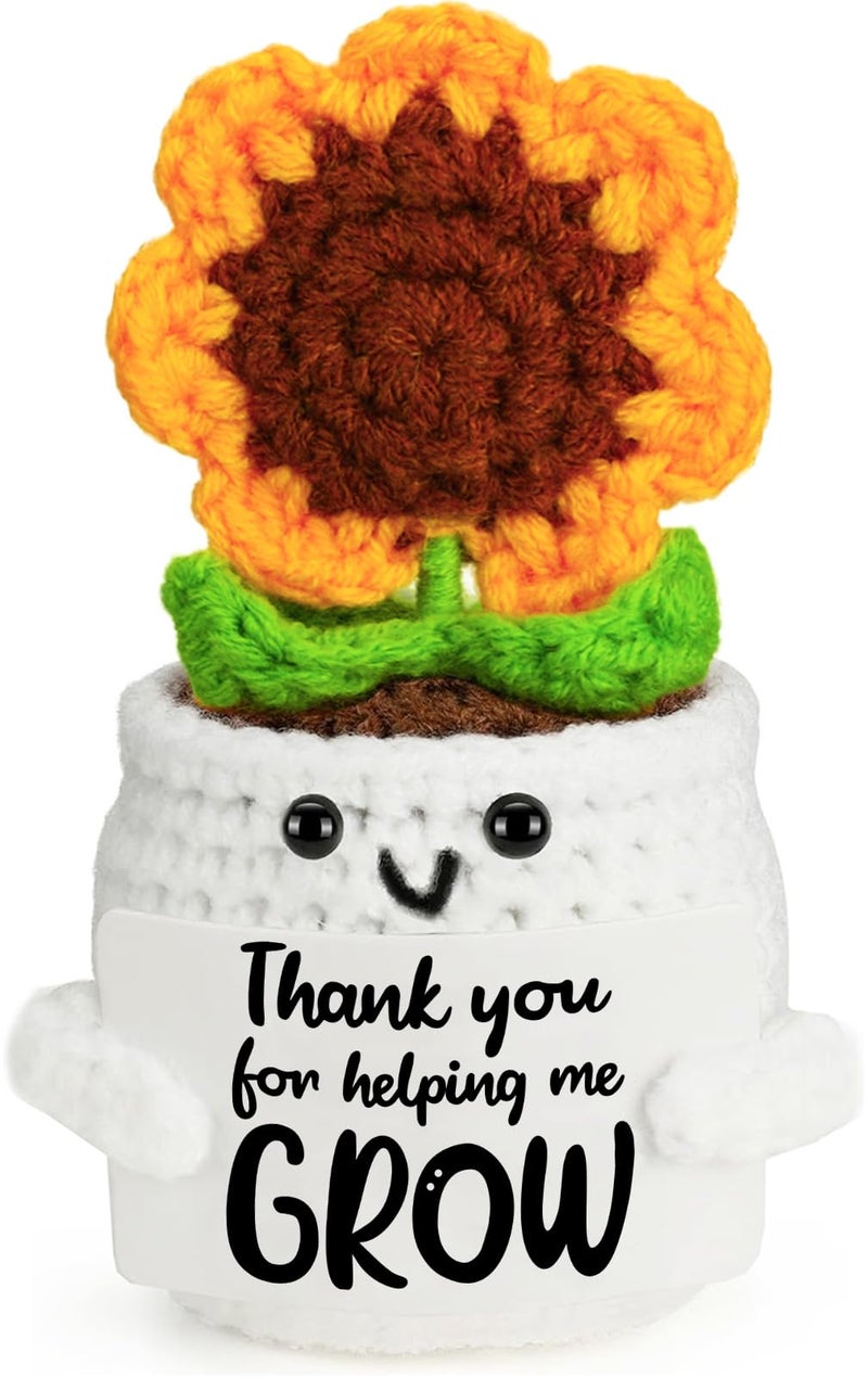 MBL Appreciation Thank You for Women  Emotional Positive Support Crochet Sunflower for Men Teacher Mentor Coworker Boss Lady Best Friend Birthday Back to School Retirement Last Day of School