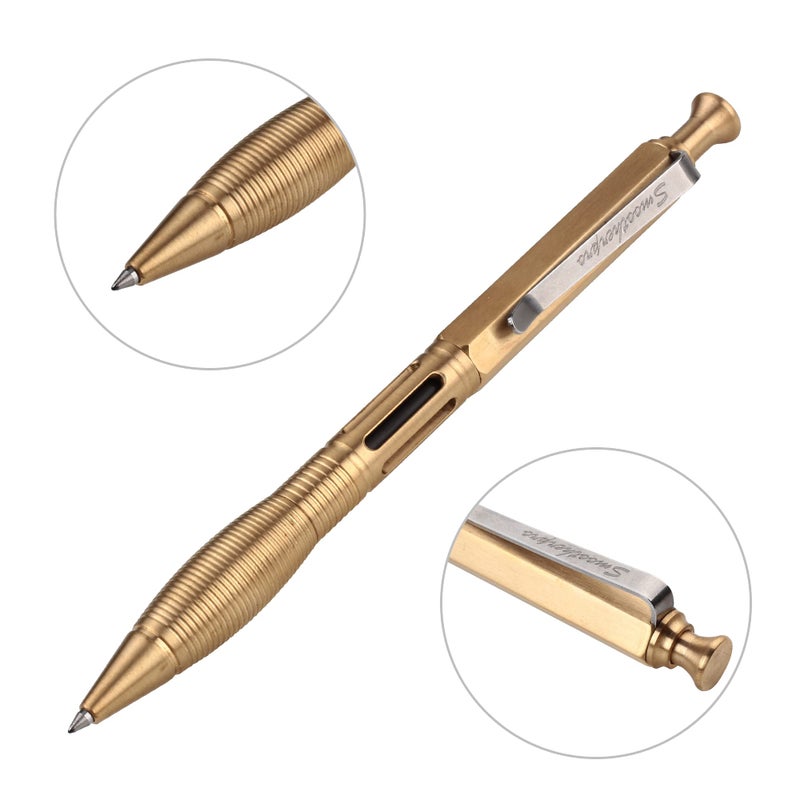 SMOOTHERPRO قلم جيل قابل للسحب من SMOOTHERPRO مصنوع من النحاس الأصفر مع قبضة واسعة ووزن إضافي وقابل للتوافق مع إعادة تعبئة Pilot G2 مع مشبك من الفولاذ المقاوم للصدأ (PRG130NL) - Image 3