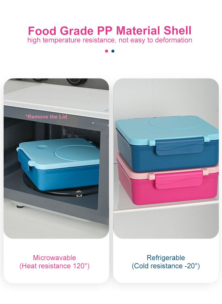 Perfii Bento Box Lunch for Kids Lunchbox Container with Cutlery Leak Proof Food Container for Students Microwave Safe 1400ML  - Image 4