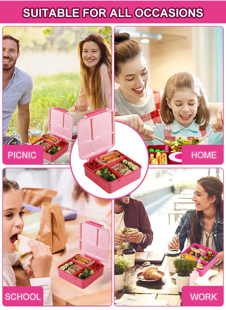 Perfii Bento Box Lunch for Kids Lunchbox Container with Cutlery Leak Proof Food Container for Students Microwave Safe 1400ML  - Image 2