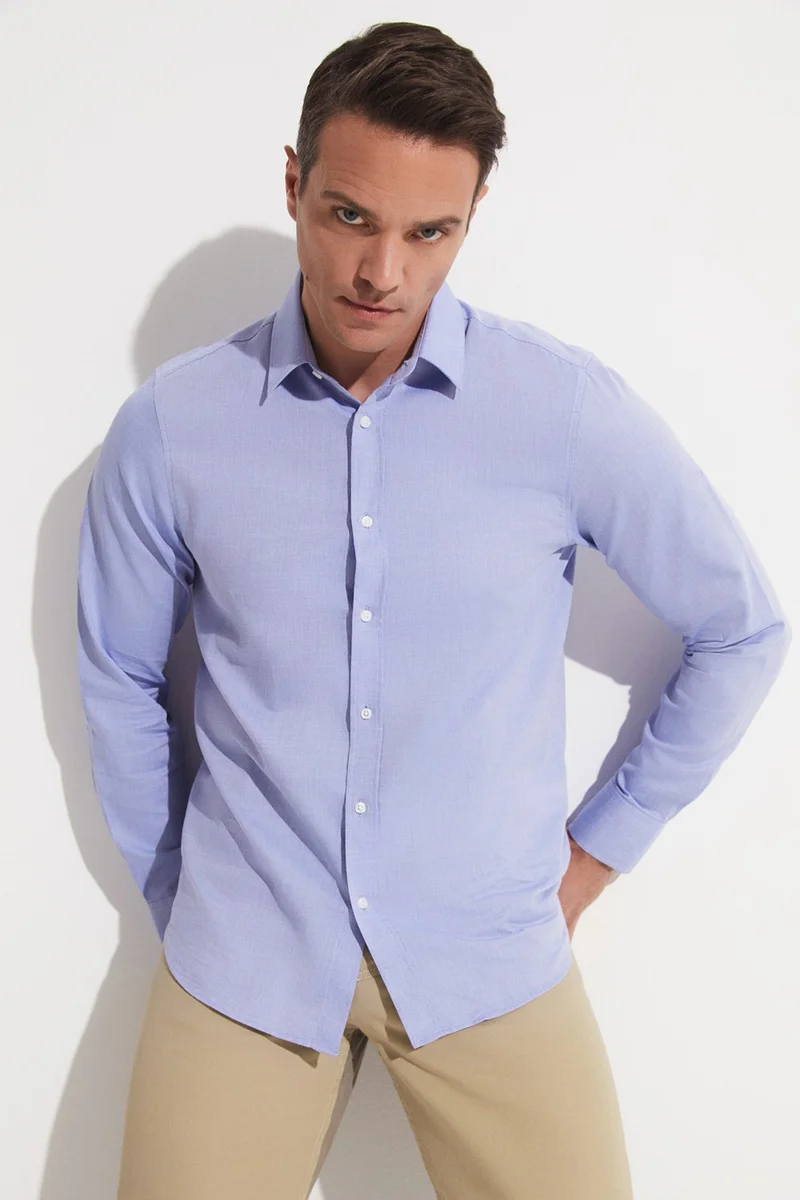 JUNE Men's Slim Fit 100% Cotton Thin Striped Shirt