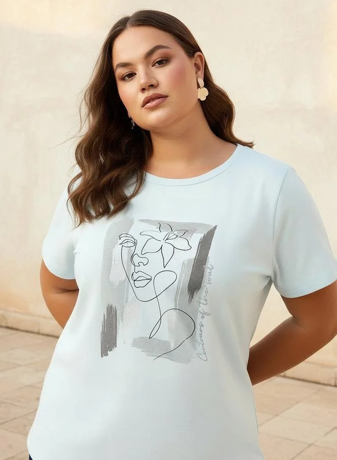 Ulla Popken Ulla Popken Relaxed Fit T shirt with Graphic Print