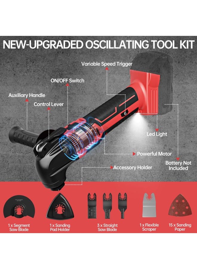 Samvinor Cordless Oscillating Tool for Milwaukee 18V Battery, Oscillating Multi Tool Kit with Auxiliary Handle, 6 Variable Speed, Oscillating Saw for Scraping, Sanding, Cutting Wood (Battery Not Included) - Image 5