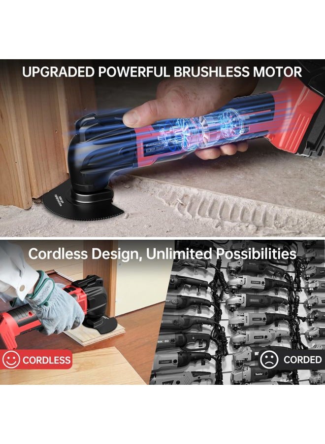 Samvinor Cordless Oscillating Tool for Milwaukee 18V Battery, Oscillating Multi Tool Kit with Auxiliary Handle, 6 Variable Speed, Oscillating Saw for Scraping, Sanding, Cutting Wood (Battery Not Included) - Image 4