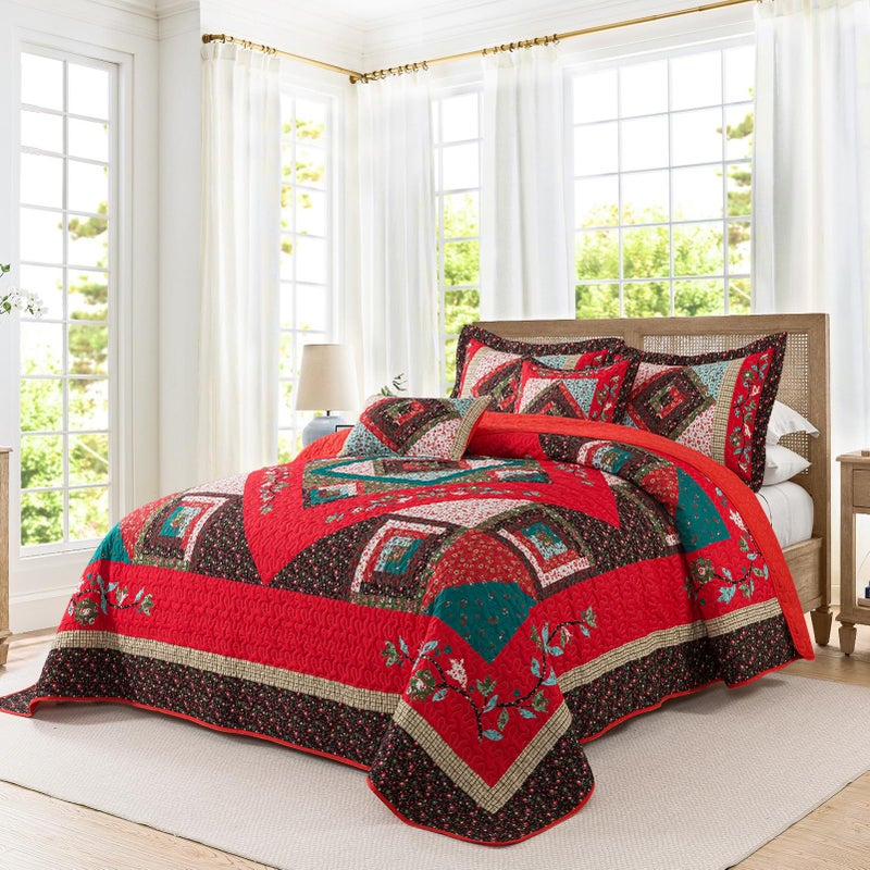 BEDIFANY California King Size Quilt Set - Cotton Bedspreads Oversized King for Bed - Lightweight Farmhouse King Quilt Bedding Sets for All Seasons, 3 Pieces - Image 2