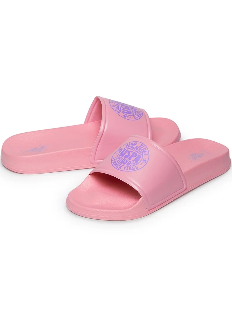 U.S. Polo Assn. Women's Pink Slides - Stylish Perfect for Casual Outfit