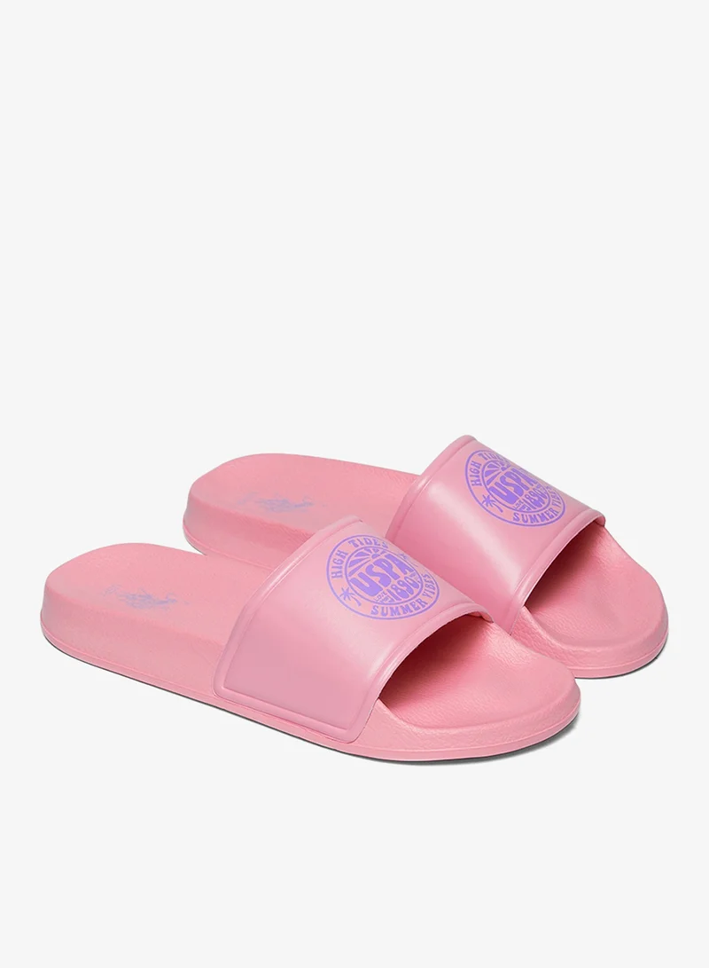 U.S. Polo Assn. Pink Women's Pink Slides - Stylish Perfect for Casual Outfit for Women | Best Price UAE