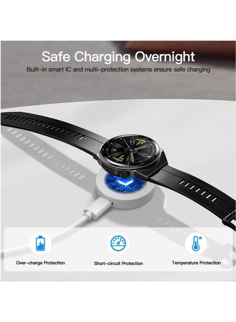 HL-Tech Charging Cable Compatible with Huawei GT5/GT5 Pro/GT4/GT4 Pro/GT3/GT3 Pro/GT3 SE/GT2 PRO/GT2 pro ECG/GT2 Porsche Smart Watches Charging Dock for Huawei Watch 4/4Pro/3/3Pro/3pro new/Ultimate/Buds/D/GT Cyber/Runner USB Magnetic Dock Fast Charger White - Image 3