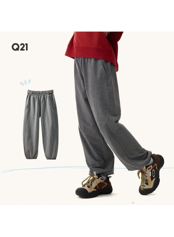 Q21 Terry Cloth Kids Sweatpants Spring Boys Girls Parent-child Solid Color Casual Moisture-wicking Breathable Sports Pants - Image 4