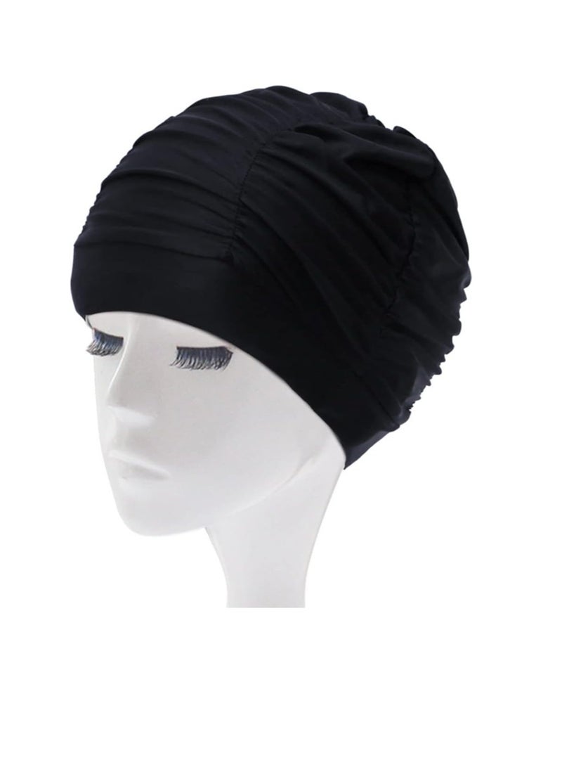 ECVV قبعات السباحة ECVV للنساء/الرجال، قبعات سباحة مطوية عالية المرونة للشعر الطويل القصير الكثيف المجعد، قبعات استحمام مريحة وجيدة التهوية - Image 1