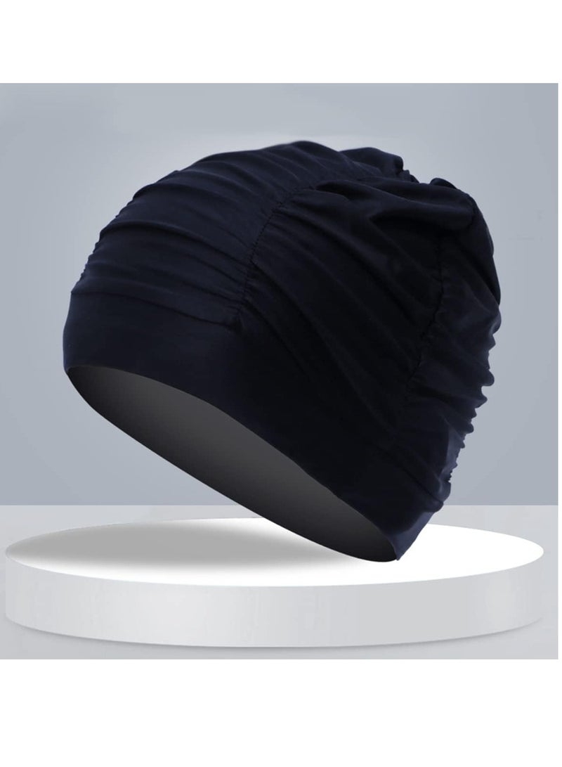ECVV قبعات السباحة ECVV للنساء/الرجال، قبعات سباحة مطوية عالية المرونة للشعر الطويل القصير الكثيف المجعد، قبعات استحمام مريحة وجيدة التهوية - Image 2