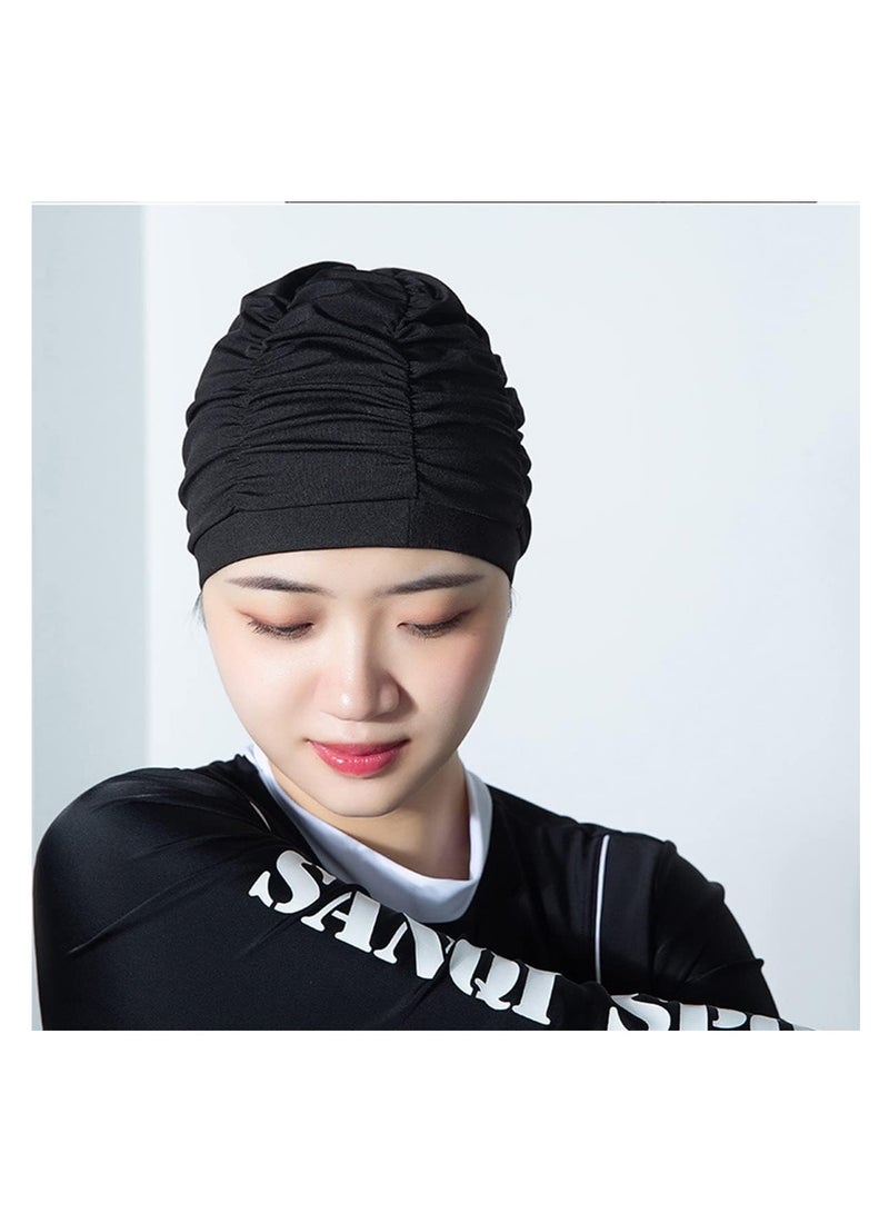 ECVV قبعات السباحة ECVV للنساء/الرجال، قبعات سباحة مطوية عالية المرونة للشعر الطويل القصير الكثيف المجعد، قبعات استحمام مريحة وجيدة التهوية - Image 5