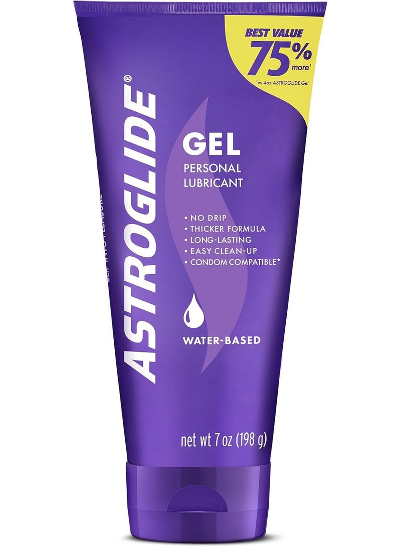 Astroglide Water Based Lube (7oz), Ultra Gentle Gel Personal Lubricant for l and Sex, Stays Put with No Drip, Sex Lube, Long-Lasting for Men, Women and Couples, Safe for Toys