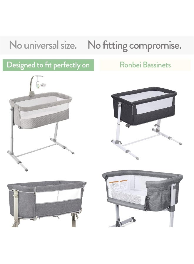 Joey + Joan Joey + Joan Bedside Sleeper Bassinet Sheets for 32 x 19 Inch Mattress Pad – Compatible with Ronbei, Pamobabe, Nordmiex Bassinet – 100% Jersey Cotton – Beige Rusty Brown – 2 Pack - Image 2
