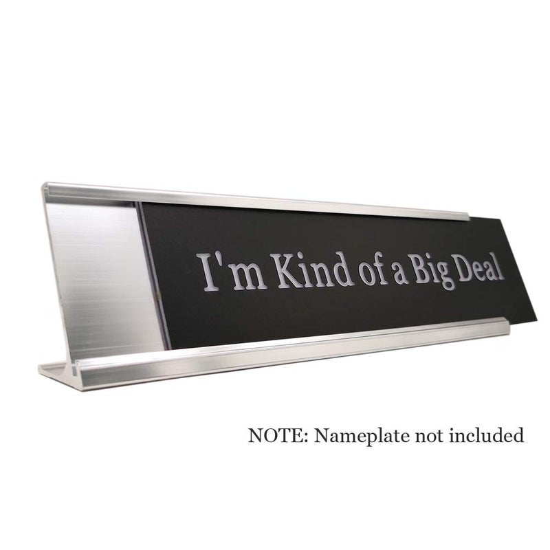 Icomecn 2" x 8" Aluminum Desk Name Plate Holder, Office Business Desk Sign Holder Desktop-5 Pack (Silver) - Image 2