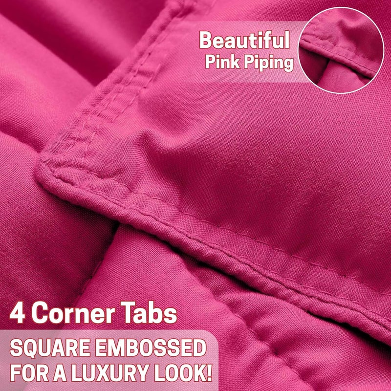 Bed Comforter with Lightweight & Soft Down Alternative | Reversible Cooling Comforter for bedding Duvet Inserts for All Seasons with Washable Microfiber Quilt (Pink, 240 x 260cm) - Image 5