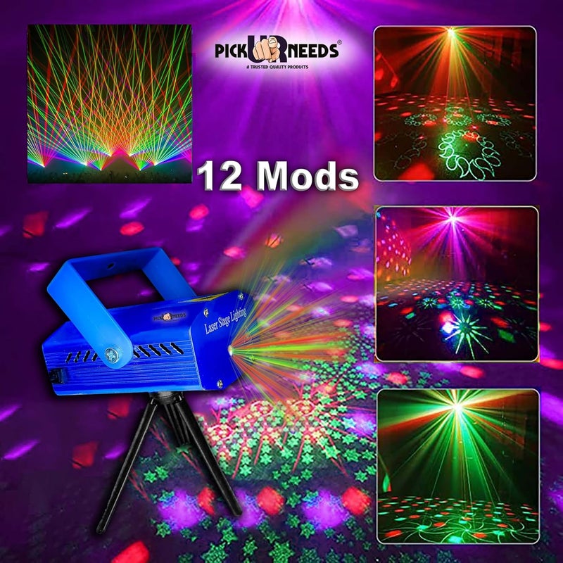 Pick Ur Needs Mini LED Stage Lighting Projector Sound Activated Flash Strobe for Party and Diwali Decoration (Multicolor) (Laser 12D Light) - Image 2