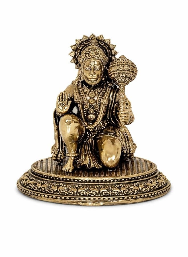 BEXCO Sitting Hanuman Ji Brass Idol | Bajrangbali Sankat Mochan Hanuman Murti Statue Figurine Perfect for Puja, Home Office Table Sculpture (3. inch) - Image 3