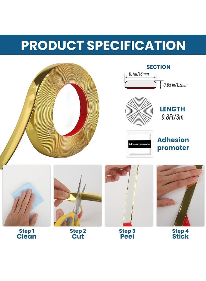 JACIRCLE Peel and Stick Wall Molding Trim, Flexible Mirror Frame Border Strip, Self Adhesive Decorative Molding Trim Metalized Mirror-Like Finish Molding Trim, Peel and Stick Strip for Mirror Frame, Wall, Fireplace and Home DIY Decoration for Walls, Edges, Borders, Window Frames, Cabinet ﻿ - Image 2