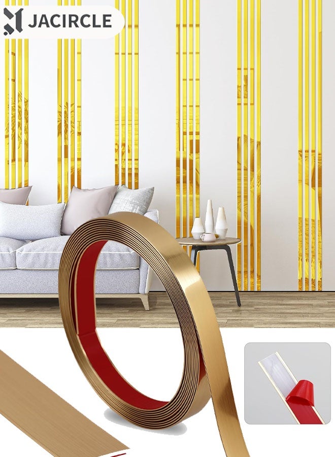JACIRCLE Peel and Stick Wall Molding Trim, Flexible Mirror Frame Border Strip, Self Adhesive Decorative Molding Trim Metalized Mirror-Like Finish Molding Trim, Peel and Stick Strip for Mirror Frame, Wall, Fireplace and Home DIY Decoration for Walls, Edges, Borders, Window Frames, Cabinet ﻿ - Image 1