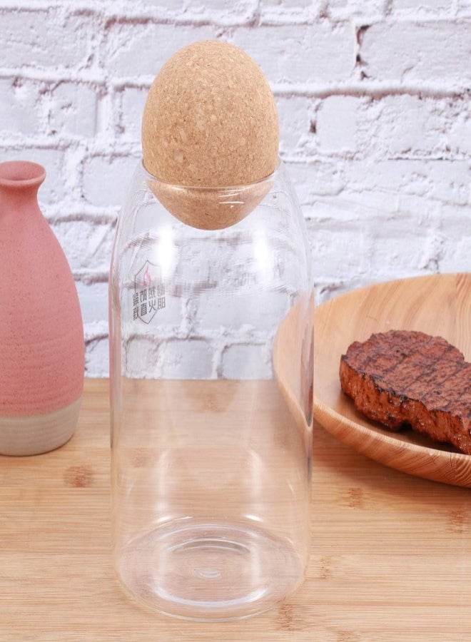 AKDC Yardwe Glass Food Storage Jar Heatproof Borosilicate Airtight Sealed Food Can Canister With Cork For Coffee Spice Sugar Salt (800Ml Transparent) - Image 5