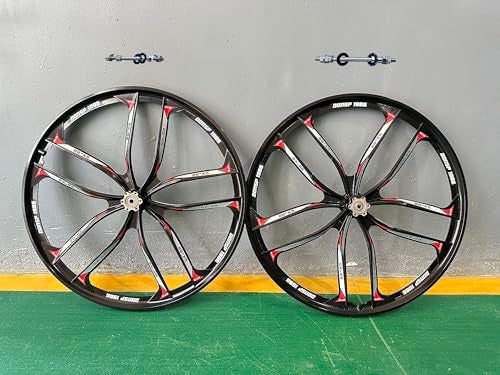 DONSP1986 26 inch 10 Spokes Mag Wheel Set Rims Front & Rear 100x135mm for 7/8/9s Freewheel, 26" Magnesium Cycling Bike Wheels Rim (Black) Disc Brake for Beach Cruisers, MTB's Road Bicycle - Image 2