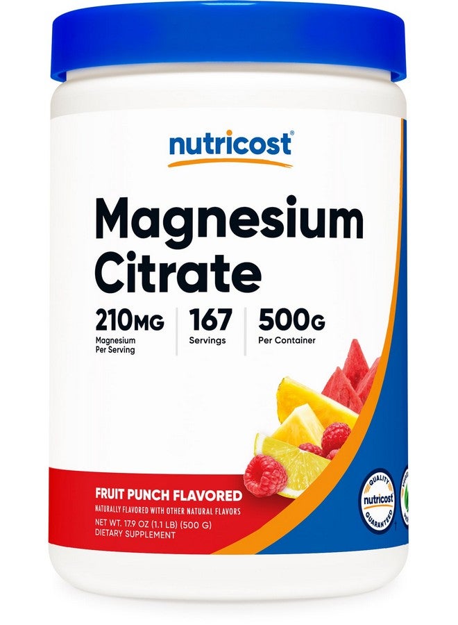 Nutricost Magnesium Citrate Powder (Fruit Punch, 500 Gram) - Image 1